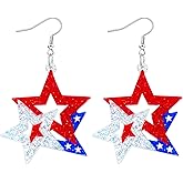 Patriotic 4th of July Earrings for Women Red White Blue Acrylic Patriotic Earrings American Flag Star Earring for Independence Day Gifts