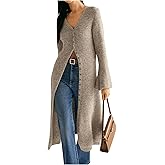 SOLY HUX Women's Button Down Midi Cardigan V Neck Long Sleeve Knit Sweater Fall Clothes