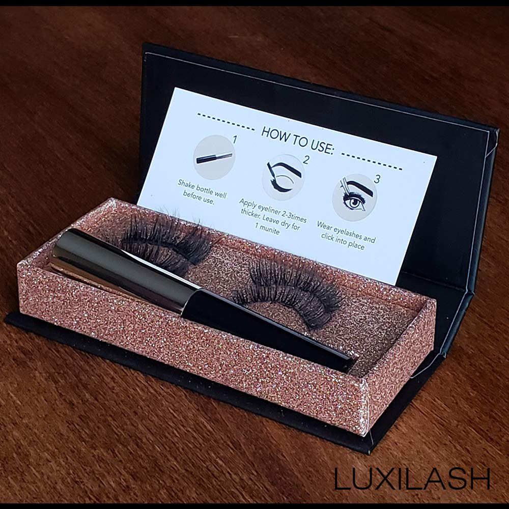 LUXILASH Magnetic Eyelash and Eyeliner Kit | Reusable Silk | Natural Look | Day and Night | No Glue | 6 Pieces | Ultra Soft