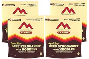 Mountain House Classic Beef Stroganoff with Noodles Freeze-Dried Food for Camping, 12 Servings, 30-Year Shelf-Life