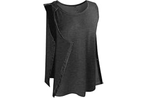 SHISHUYU Unisex Post Shoulder Surgery Tank Tops Snap Open Tearaway Shirt Arm Chest Recovery Side Snap Access Tear Way Shirts