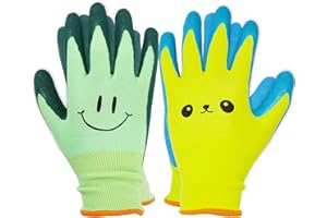 GLOSAV 2 Pairs Toddlers Gardening Gloves, Kids Sized Garden Glove for Yard Work, Non Slip, Flexible, Breathable (Size 2 for 2, 3, 4 Year Old Children)