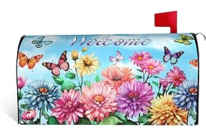 ADIKJXQH Spring Mailbox Cover Standard 18 X 21 Inch Summer Mailbox Covers Magnetic Waterproof Post Wraps Butterfly Floral Decoration Box Cover for Garden Yard Home Decor Welcome Mailbox Cover