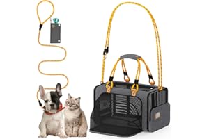 PAWZIDEA Expandable Pet Carrier Airline Approved, 18×11×11 Inches Small Dog Carriers, Collapsible Top-Load Cat Carrier for 2 Cats Under Seat, Soft-Sided Puppy & Animal Travel Bag, ID Card, Up to 15lbs