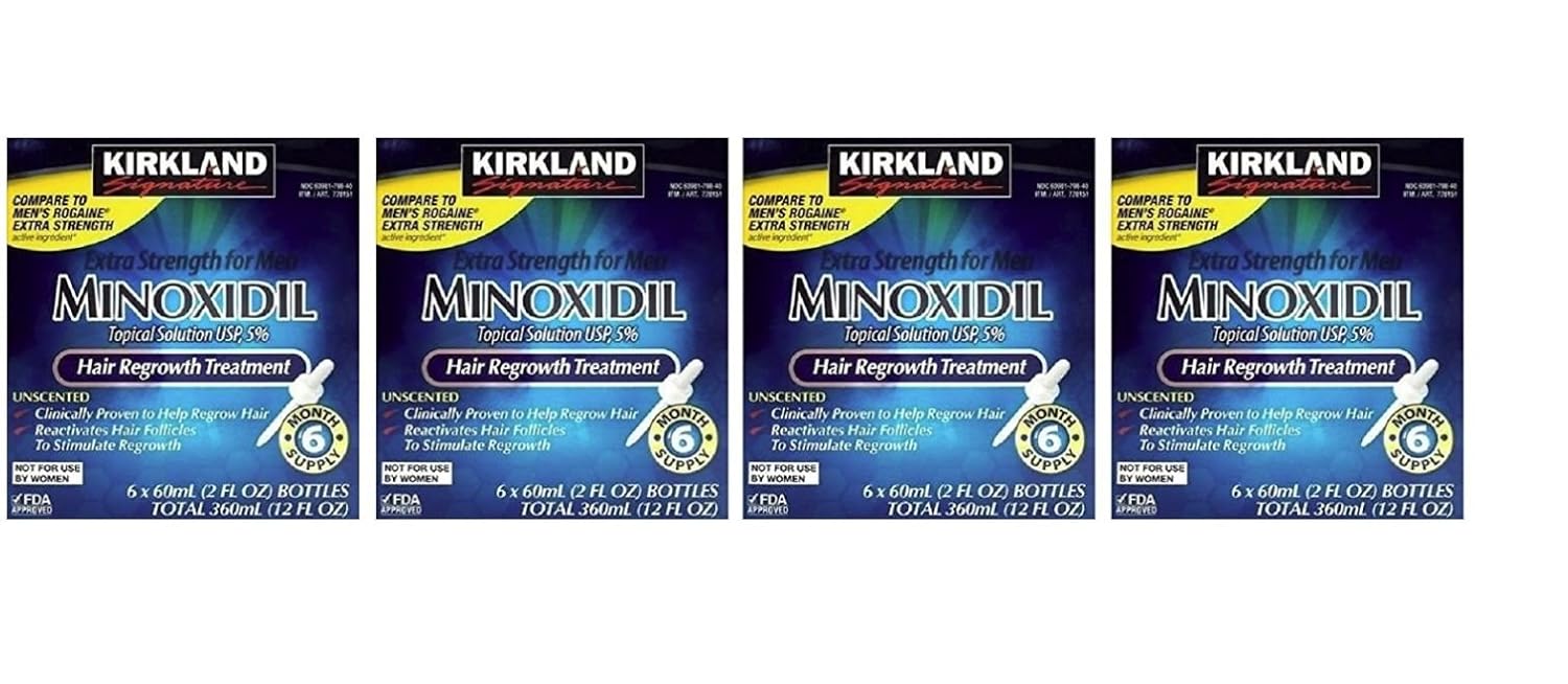 Kirkland Minoxidil 5% Topical Solution Extra Strength Hair Regrowth Treatment for Men Dropper Applicator Included (1 month to 24 month supplies available) (9 month supply) : Beauty