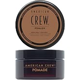 American Crew POMADE FOR HOLD AND SHINE 3 OZ for Men | Water-based pomade for sleek, slicked-back looks. Flexible alternative to styling gel. Medium hold, high shine.