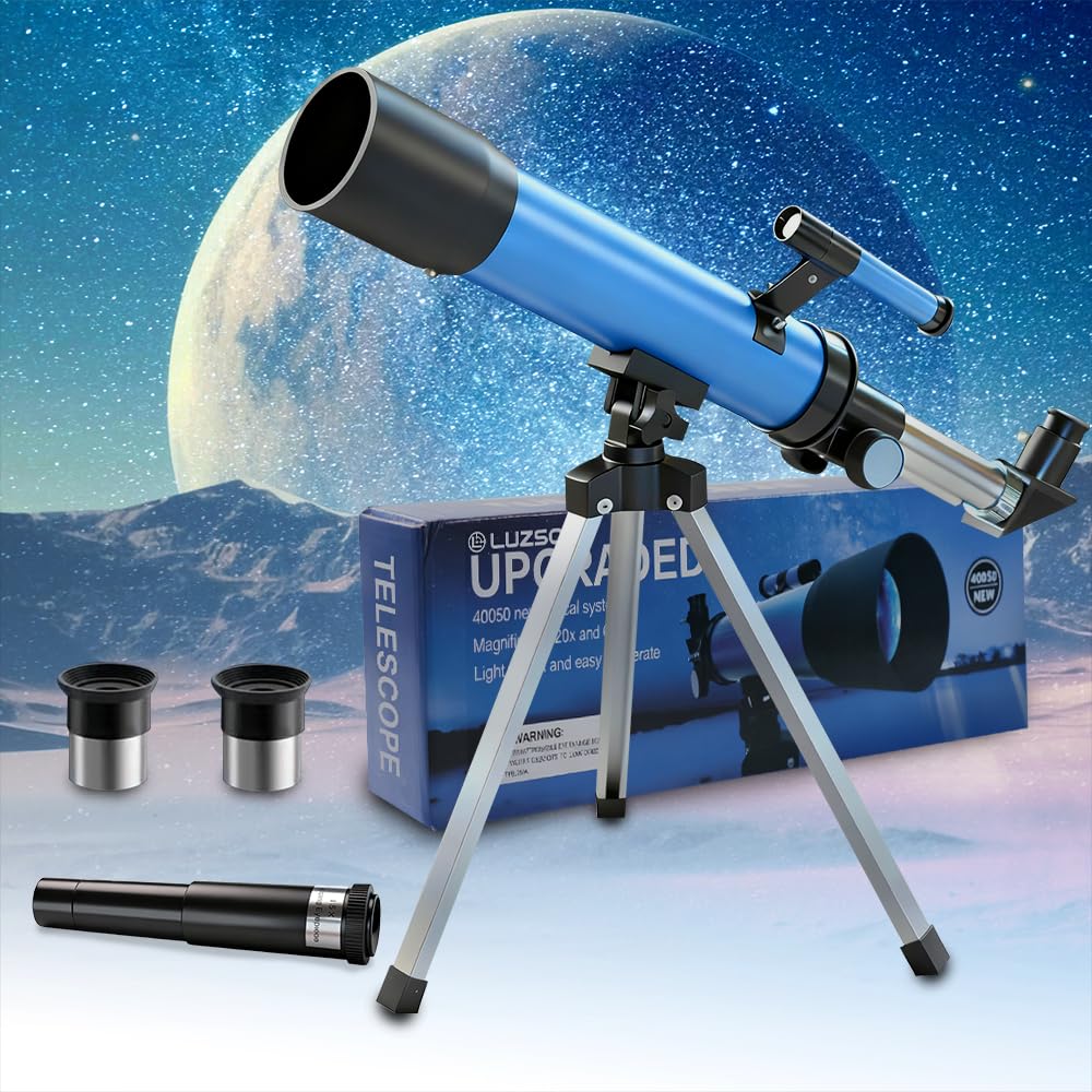 Photo 1 of Telescope for Kids 50mm 100x Magnification Beginner Telescopio with Tripod, 2 Eyepieces & Finder Scope, STEM Educational Gift for Boys & Girls Ages 6-12, Portable Kids Telescope for Astronomy
