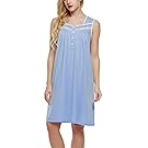 Ekouaer Nightwear Women's Cotton Victorian Sleeveless Nightgown Plus Size (Pink, XL)