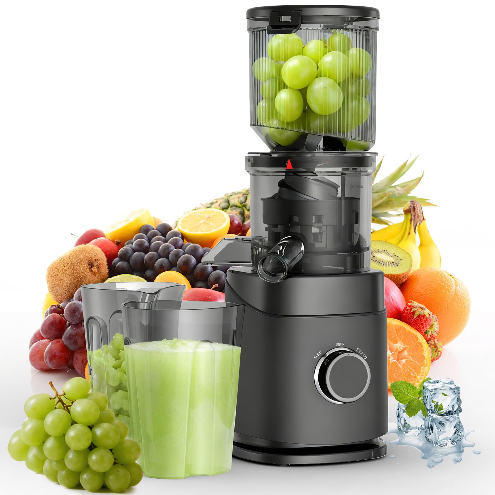 Photo 1 of Juicer Machines, 150W Cold Press Juicer with Wide Chute, Slow Masticating Juicers, High Juice Yield for Leafy Greens, Fruits & Vegetables, Easy to Clean