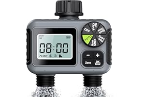 Dsoon Water Timer for Garden Hose, 2 Zone Smart Sprinkler Timer with Rain Delay,Dual-Zone Water Time|Rain Sensor+Manual/Automatic Modes|2025 Waterproof Upgrade|Dual-Program Irrigation System