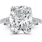 RODIFFY 4.5CT Cushion Cut Engagement Ring with Split Shank, S925 Silver AAAAA Grade CZ Promise Ring for Women