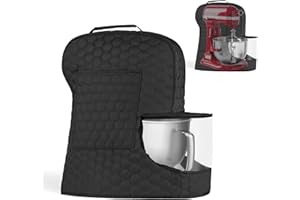 Ottkids Stand Mixer Dust Cover Compatible with KitchenAid Mixer - Storage Bag for 6/7/8 Quart Bowl Lift with Pockets for Kitchen Aid Accessories and Attachments(Black,Fits for 6-8 Quart）