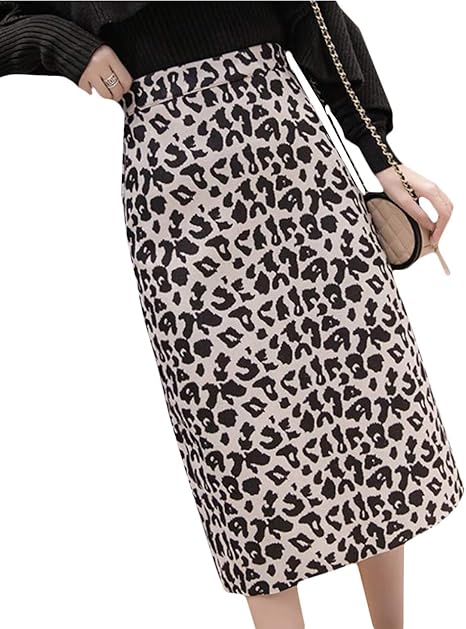 Amazon Beibang バイバン レディース スカート レオパード柄 ロングスカート スリム ヒョウ柄 タイトスカート ファッション 着痩せ Aラインスカート オシャレ スリット 膝下 スカート スカート 通販