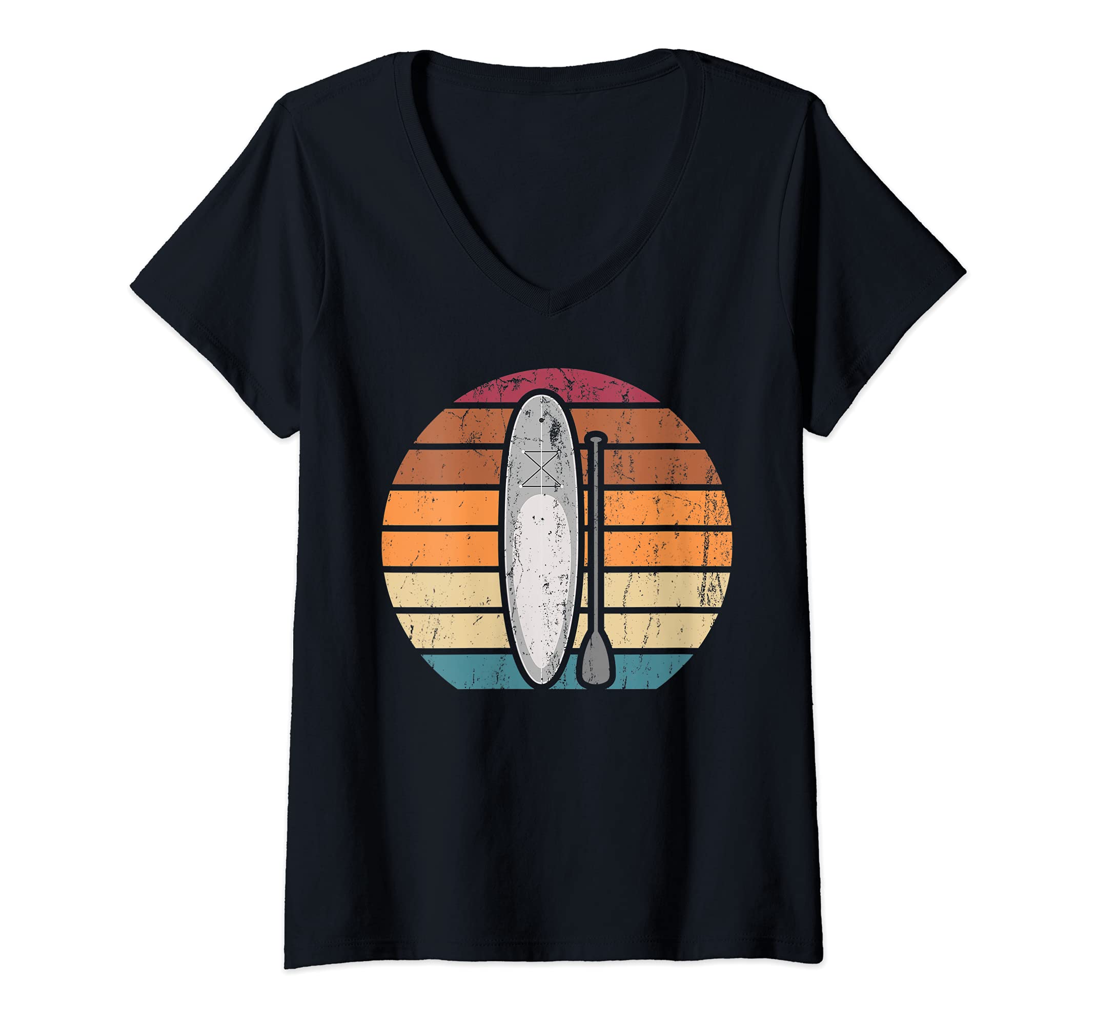 Womens Ocean Sport Stand Up Paddling Paddleboard Retro SUP V-Neck T-Shirt
