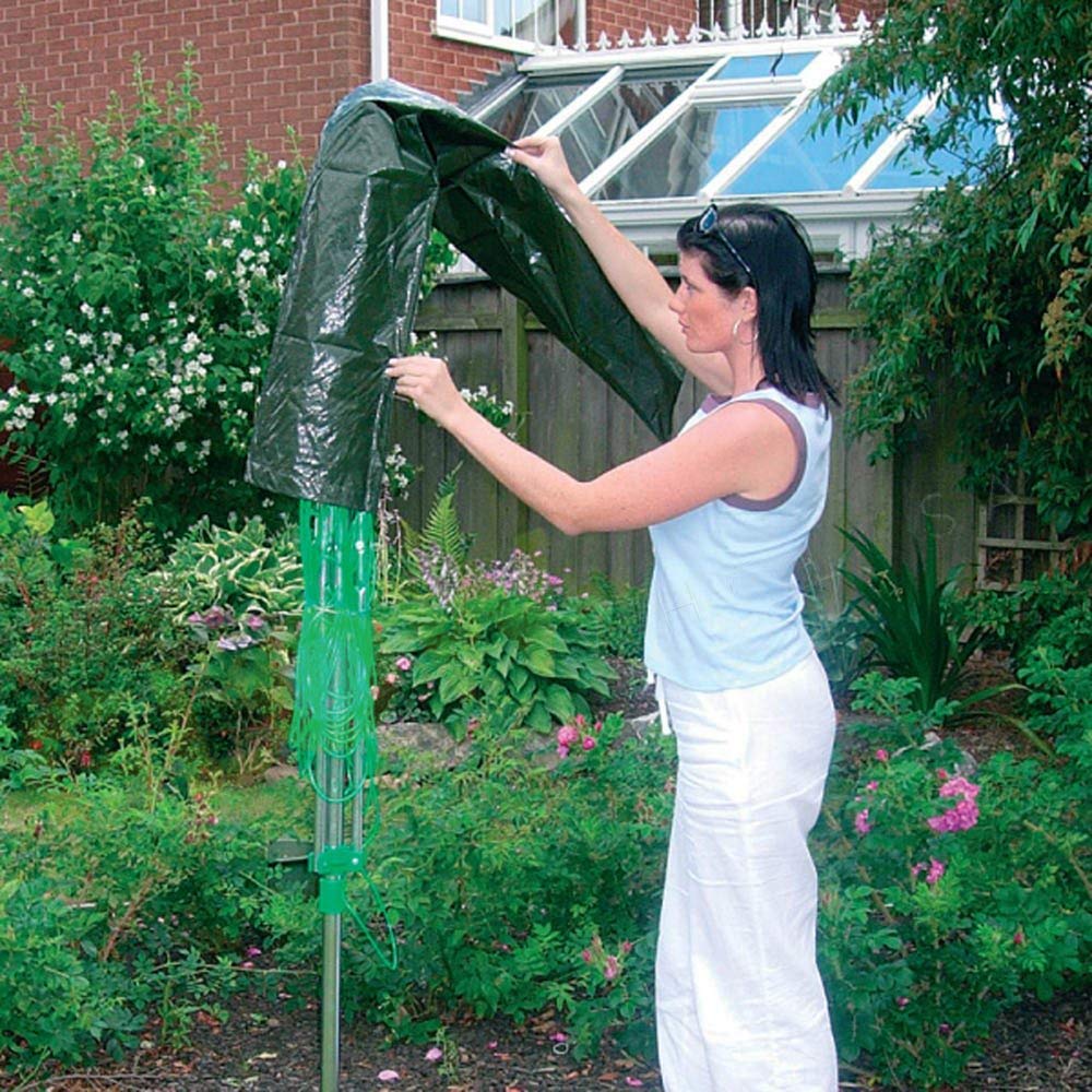 GLOW Premium Outdoor Garden Rotary Cover - Heavy Duty Waterproof Protection for Rotary Airer Washing Line with Plated Eyelets and Tie Down Cords for Rain, Dirt, Frost, UV, Bird