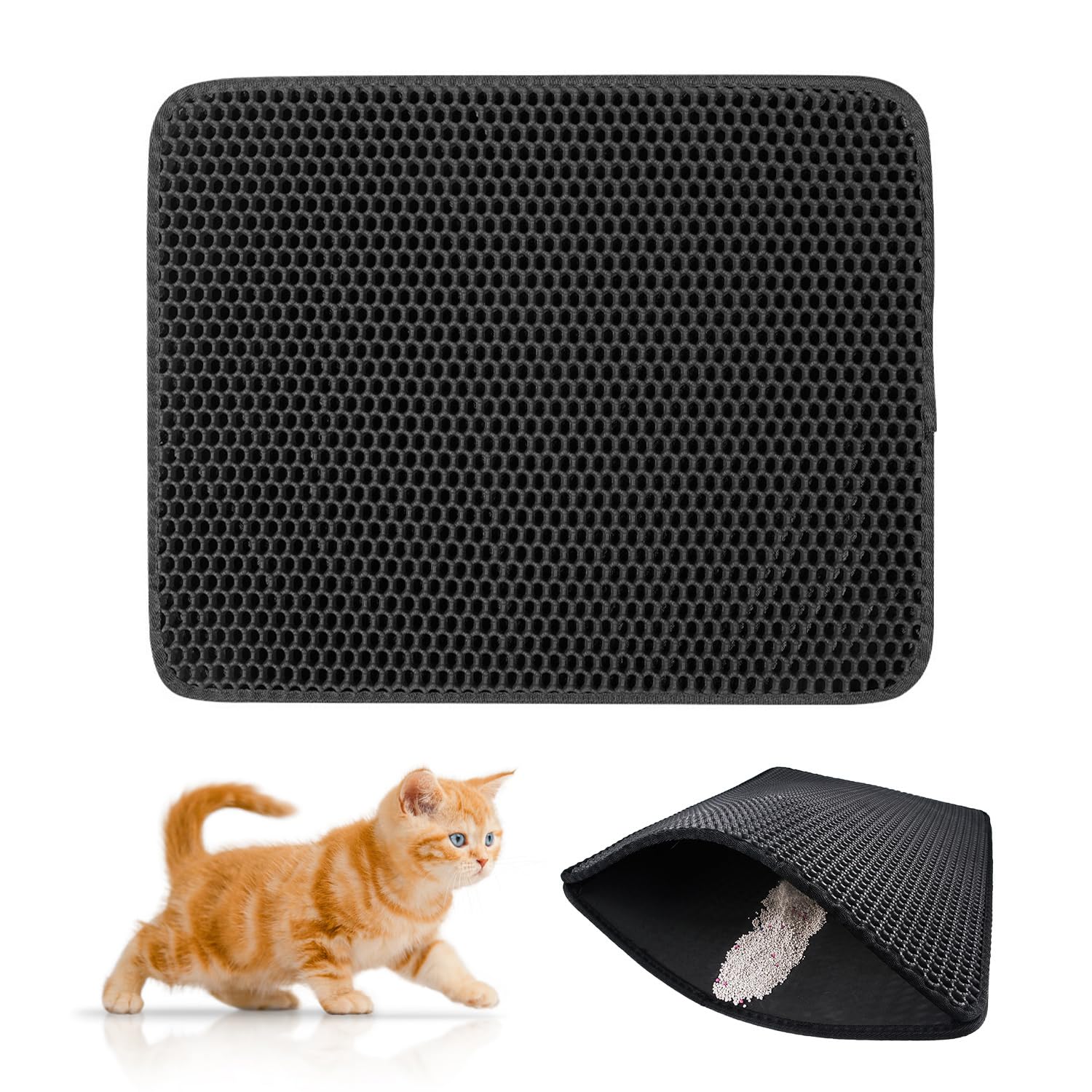 1 Piece of Cat Litter Mat, Filter to Prevent Cat Litter from Being Carried Out, Indoor Cat Litter Box Mat, Cat Litter Mat for Floor, Washable and Foldable Cat Litter Mat, Small Cat Mat