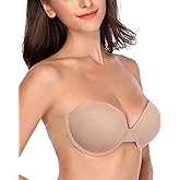 HANSCA Backless Strapless Push Up Bra for Women Thick Padded Sticky Underwired Bras Self Adhesive