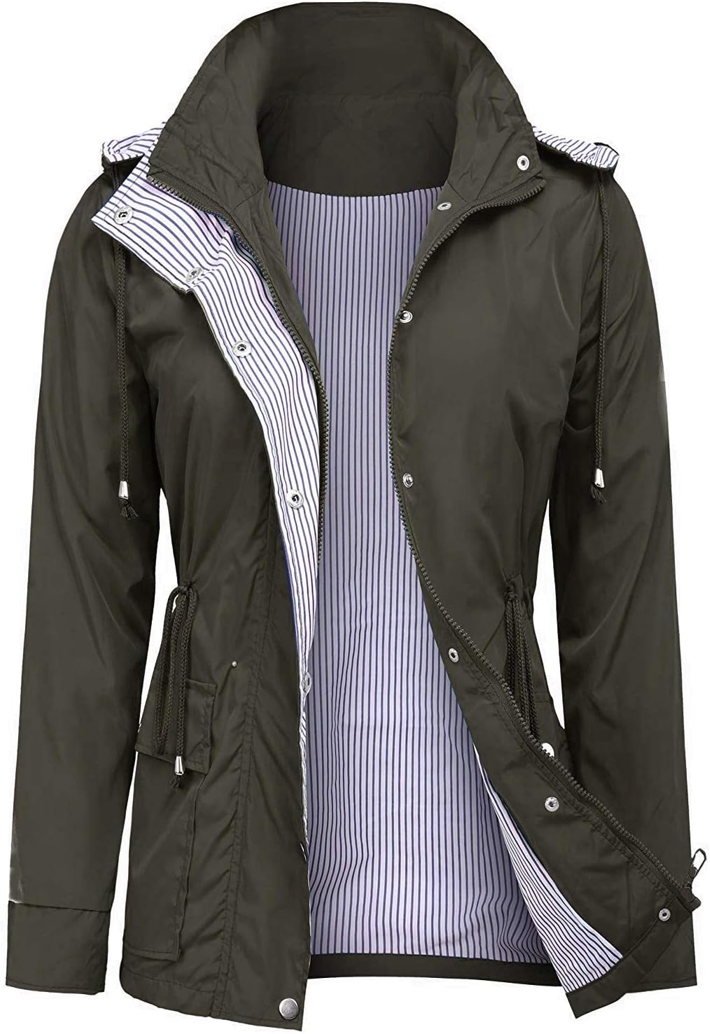 UUANG Raincoats Waterproof Rain Jacket Active Outdoor Detachable Hooded Women's Trench Coats