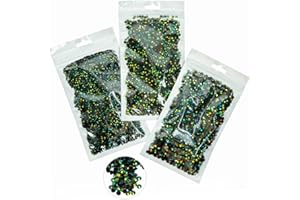 QIIPII 16000PCS Peacok Green AB Resin Rhinestones for Crafting 3mm 4mm 5mm Flatback Jelly Stones Bulk SS10 SS16 SS20 Diamonds Gems Charms for Nails Face Eyes Makeup Mugs Tumblers Bottles DIY Crafts Clothes