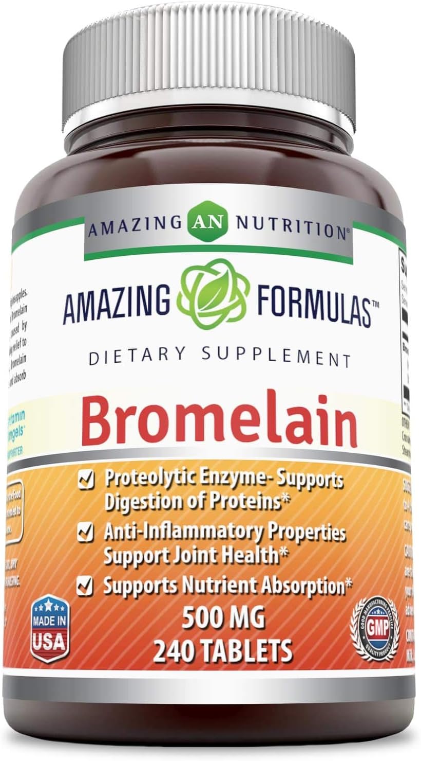 Amazing Nutrition Bromelain Proteolytic Digestive Enzymes Supplements, 500 mg, 120 Tablets (Non-GMO,Gluten Free): Health & Personal Care