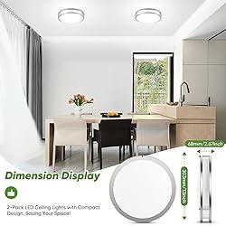 TOBUSA 2-Pack 12 Inch Flush Mount LED Ceiling