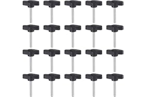 HARFINGTON 20pcs Tee Wing Knobs Thumb Screws M4 x 30mm Standard Male Thread Plastic T Knobs Handles Hand Clamping Knobs Grip Thumbscrew, Black