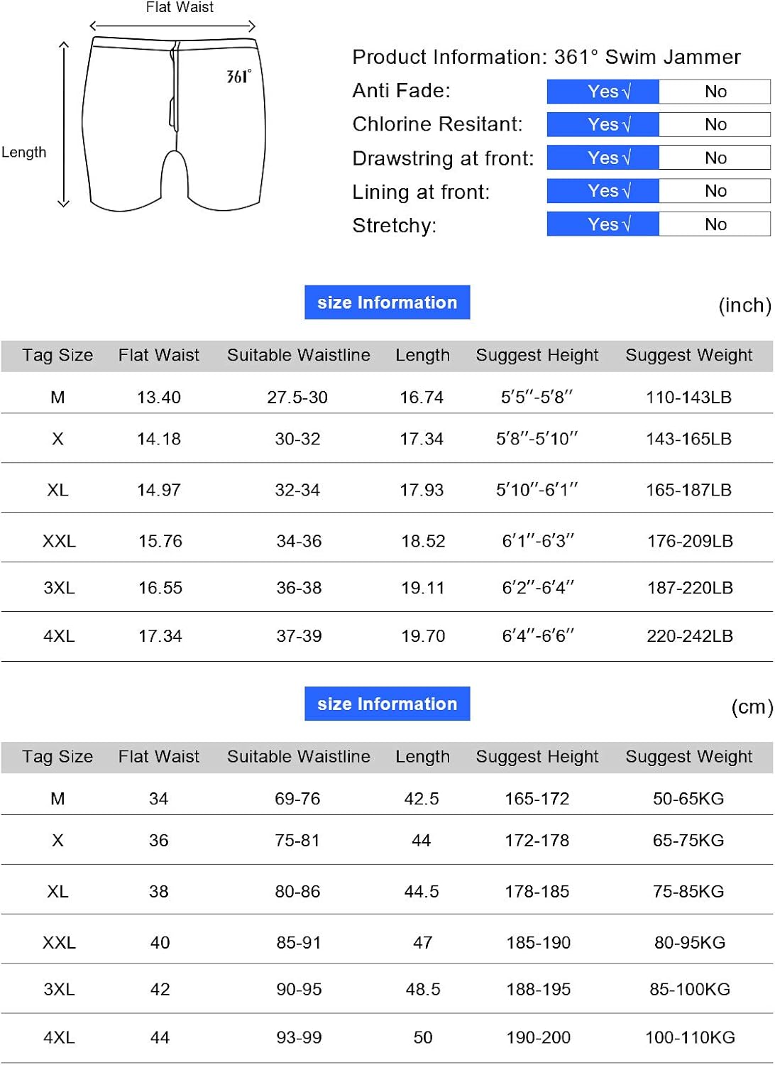 361º Jammers Swimsuit for Men & Boys,Competition Lap Swim Suit, Square Leg Endurance Training: Clothing