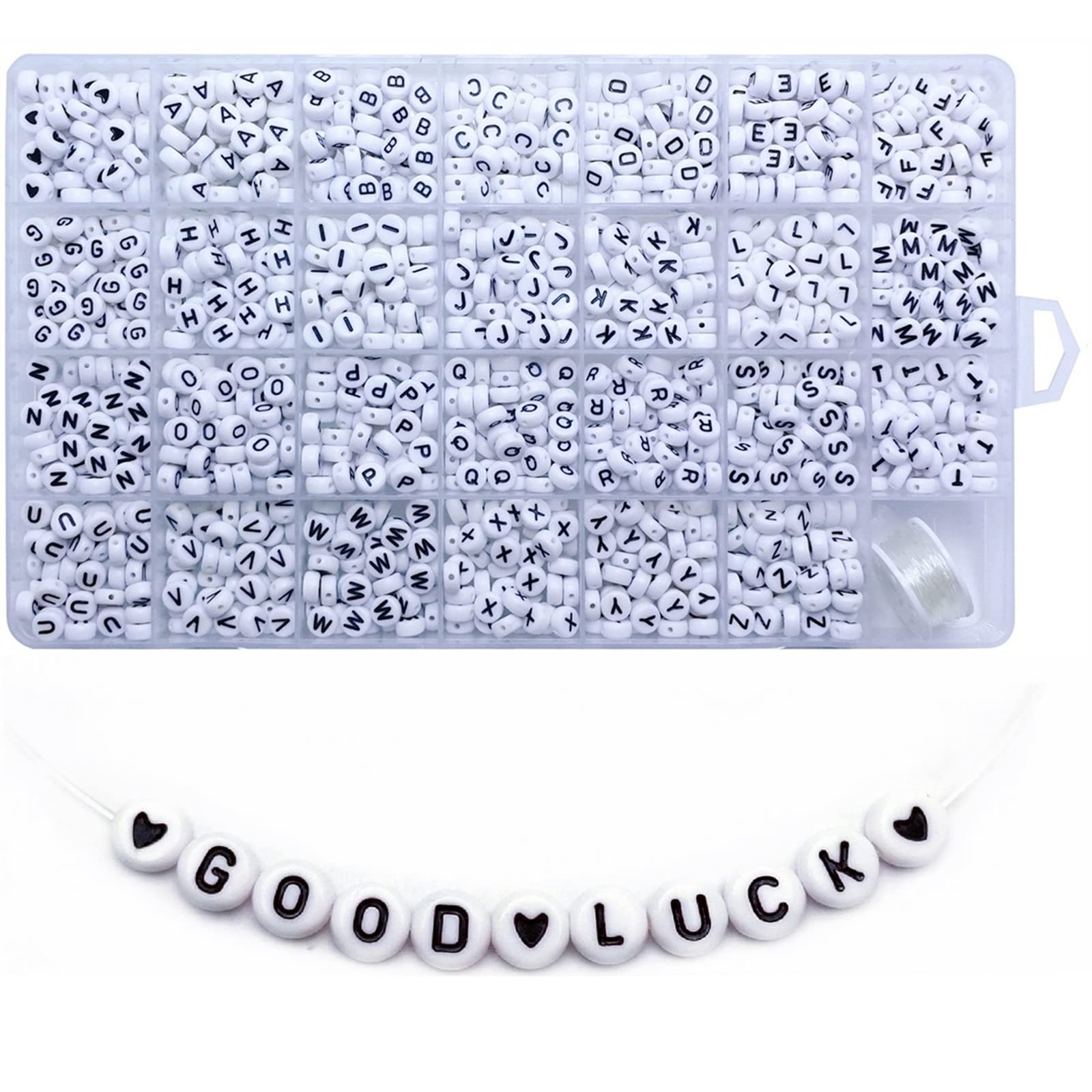 Amaney 1600pcs Letter Beads,Heart Beads,Number Beads,Star Beads and Smiley Beads,4x7mm White Acrylic Beads 31 Styles for Jewelry Making Bracelets Necklaces Key Chains