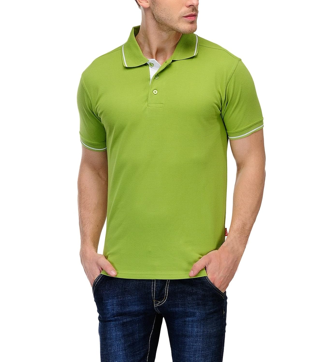 scott men's premium cotton polo t-shirt - apple green