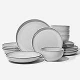 Pokini 16 Piece Double Bowl Dinnerware Sets with