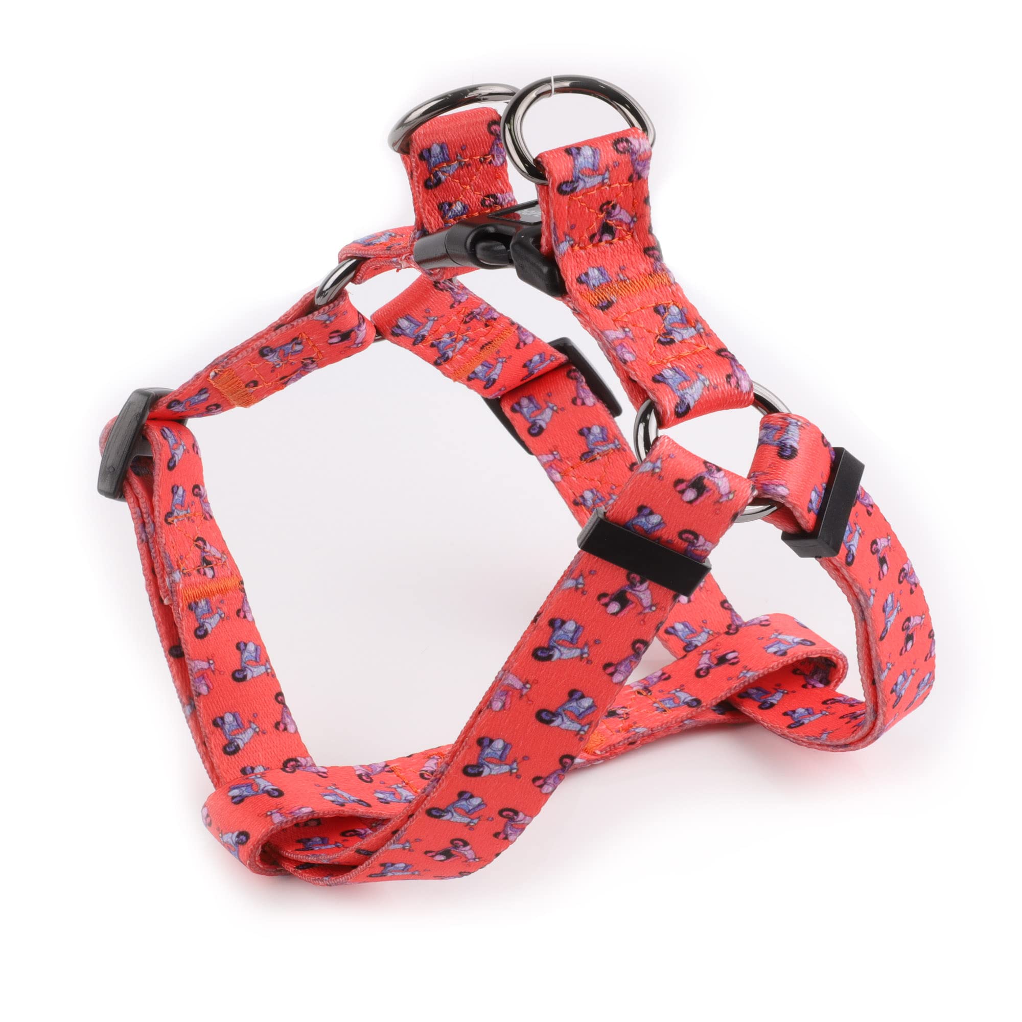 No Pull Dog Harness Breathable Adjustable Comfort,Walking Training Assistance Chest,with Strong Handle Front Clip Harness, Outdoor Easy Control for Medium Small Dogs (M, Pink Scooter)