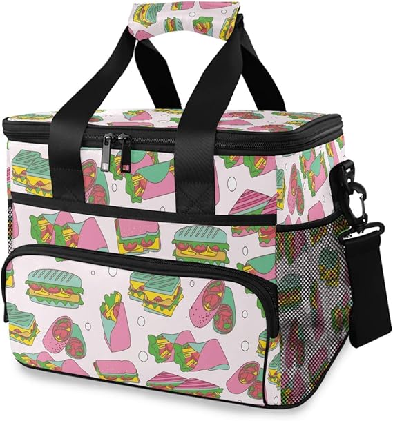 Picnic Lunch Bag Panini Sandwich Fast Food Thermal Cooler Shoulder