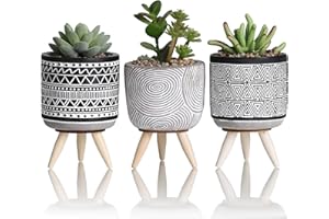 TERESA'S COLLECTIONS Small Fake Plants for Room Decor, Boho Succulents Plants Artificial in Ceramic Pot for Home Decor, Potted Faux Plant for Bathroom Accessories, Office, Shelf, Desk, 6.5inches-3PCS