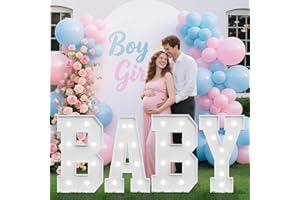 Tongjoy 3FT Baby Marquee Letters, Baby Letters for Baby Shower Decorations for Girl Boy, Large Light Up Letter 3 Feet Tall for Gender Reveal Party Supplies, Colorful Sign, Backdrop