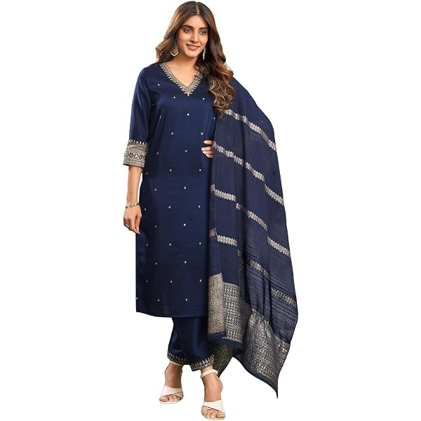 Ladyline Women's Cotton Salwar Kameez Set - 3 Piece Printed Ensemble With Dupatta - View #5