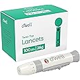 OWELL Lancing Device Kit, Adjustable Diabetic Lancet Device for Blood Sugar Testing, Includes 100 Count 26 Gauge Twist-Top Sterile Lancets for Diabetes Testing on Thick & Calloused Skin