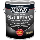 Minwax Fast Drying Polyurethane Protective Wood Finish, Clear Semi-Gloss, 1 Gallon