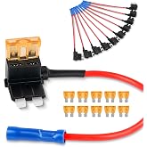 Nilight 10 Pack 12V Add-a-Circuit Standard ATO/ATC Fuse Tap Adapters 5A | Fuse Tap Adapter Set Dual-slot Fuse Holder 10pcs 5A Standard ATO/ATC Fuses for Cars Trucks Boats Multicolor