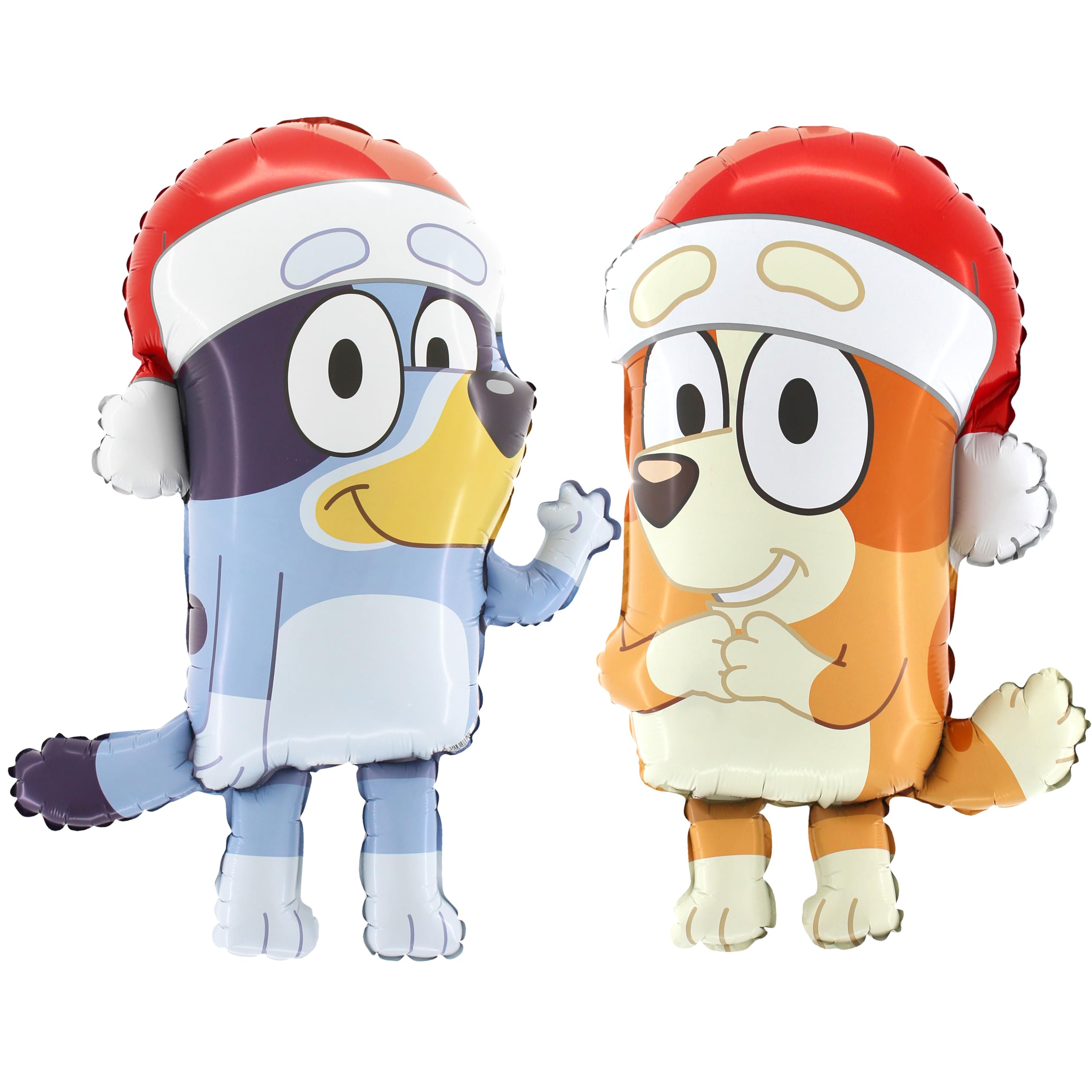 Toyland® Pack Of 2-32" Bluey Christmas Foil Balloons - 1 x Bluey & 1 x Bingo Shaped Character Foil Balloons