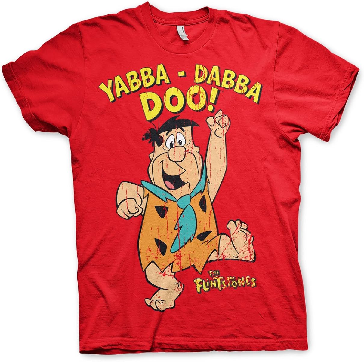 T-shirt Officiel Yabba-Dabba-DOO - Rouge Et Kaki - Taille L - Produit Sous Licence