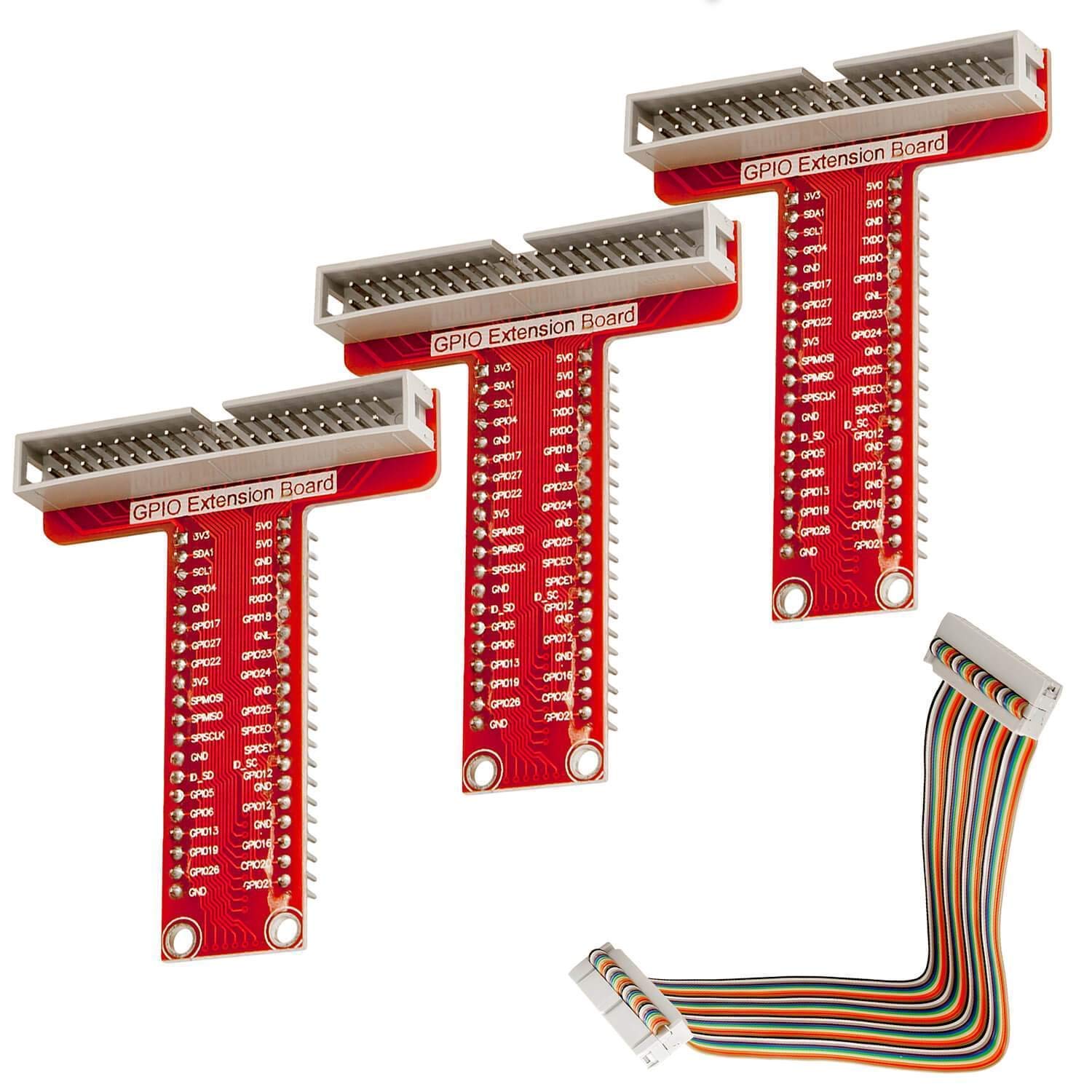 AZDelivery 40 Pins GPIO Breakout Board and Compatible Ribbon Cable Compatible with Raspberry Pi (Pack of 3)