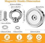 MIN CI 2 Pack Round Neodymium Magnets 32mm with Eye Bolts Heavy Duty 45kg view 2