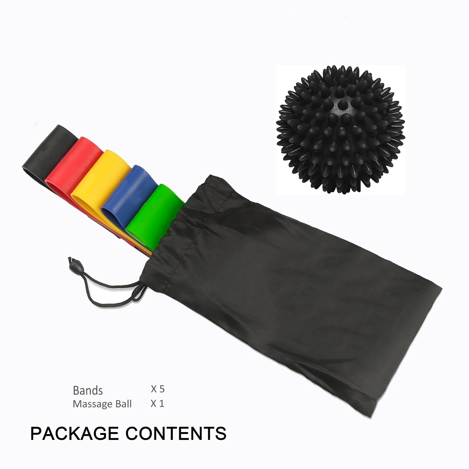 Ruanyi Bande Elastique Fitness Bande de Resistance d\'Exercice pour Musculation Pilates Yoga Sport Crossfit Rééducation Physique et Motrice Entrainement Corps avec Massage Ball