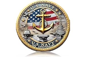250th Anniversary U.S. Armed Forces Commemorative Coin - Patriotic Military Collectible with Engraved Service Branch Insignia，Patriotic Marine Corps Collectible (Navy)
