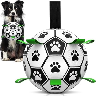 HETOO Dog Football Toy 6 Inch Interac tive Ball with Webbing Durable PU
