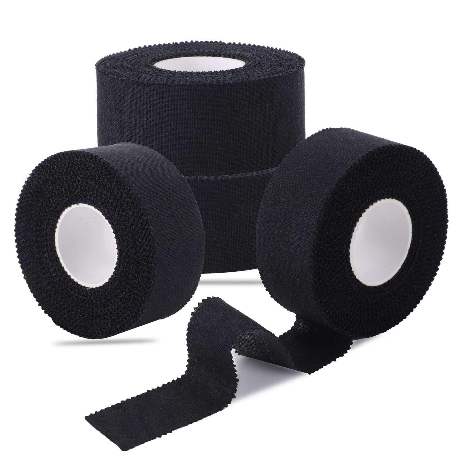 4 Rolls Zinc Oxide Tape, 10m x 2.5cm Cohesive Bandage Flexible Breathable Wrist Finger Tape Easy Tear Athletic Sports Tape for First Aid Sports Ankle（Black）