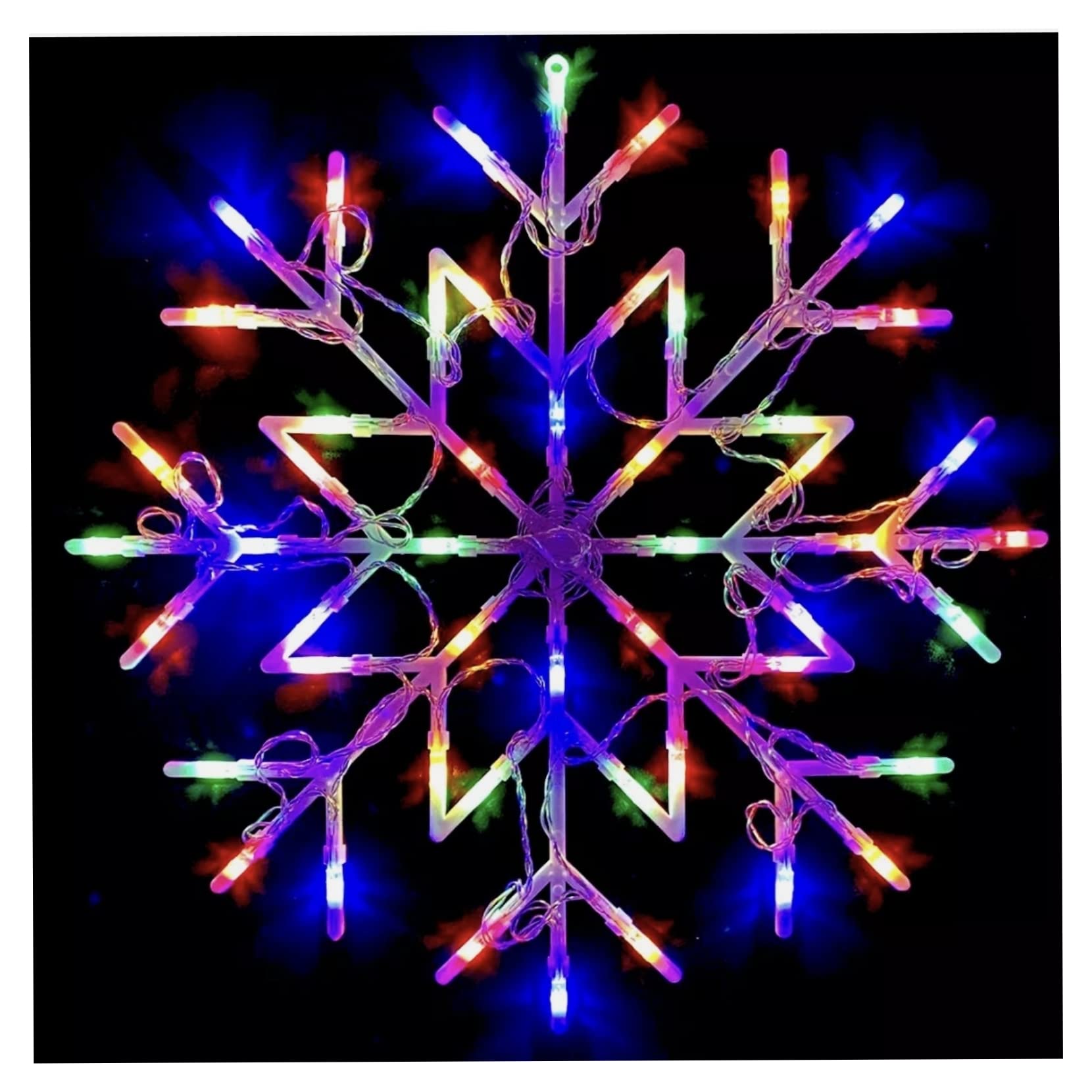 ADEPTNA 50 LED Snowflake Christmas Light - Flashing Silhouette Home Window Xmas Festive Party Decoration Lights Home Office Indoor (Multi-Colour)