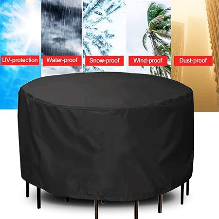 Amazon De Rund Gartenmobel Abdeckung Chusstang Wasserdichtes Gartentisch Abdeckung Fur Gartenmobel Sitzgruppe Atmungsaktives Schutzhulle Gartenmobel Fur Sitzgarnituren Gartentische Und Mobelsets O248x90cm