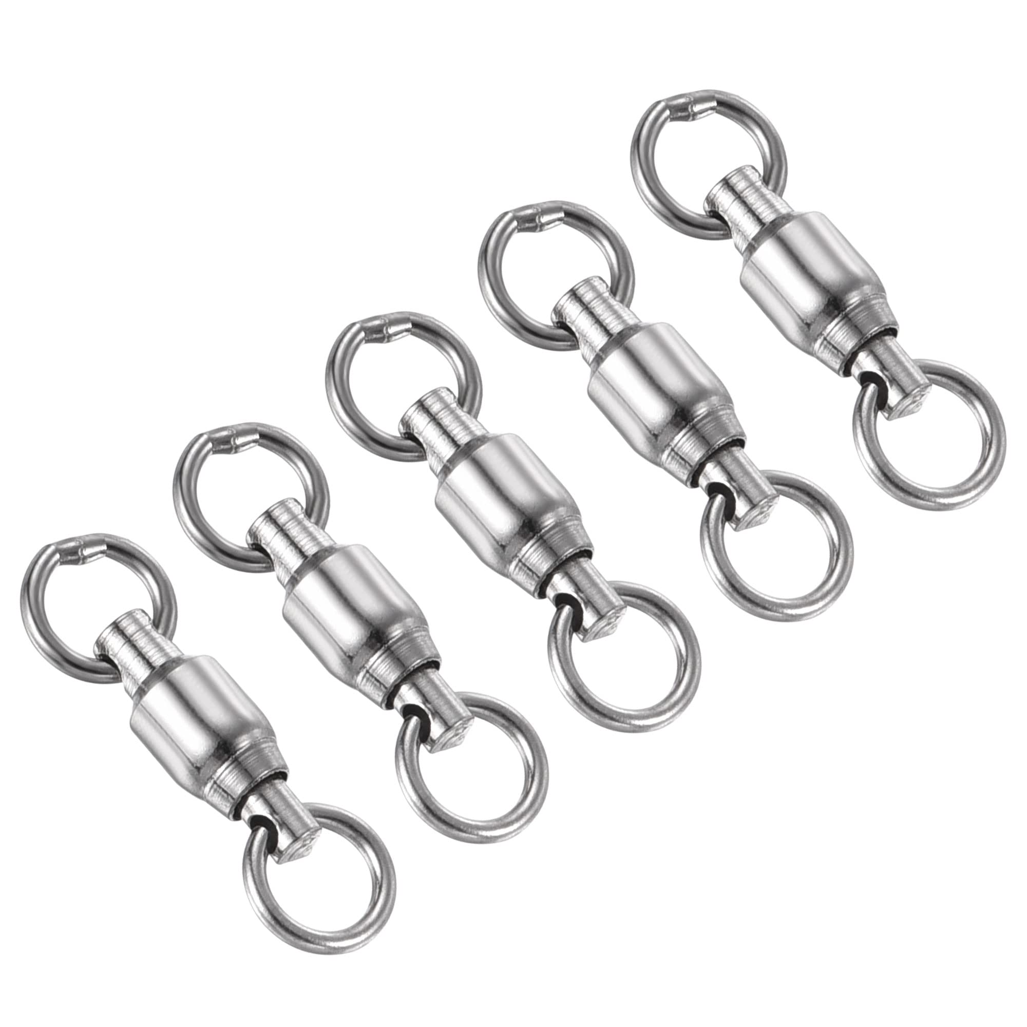PATIKIL Ball Bearing Swivel, 25 Pack 41lb Stainless Steel Solid Welded Ring Fishing Tackle Connector, Silver