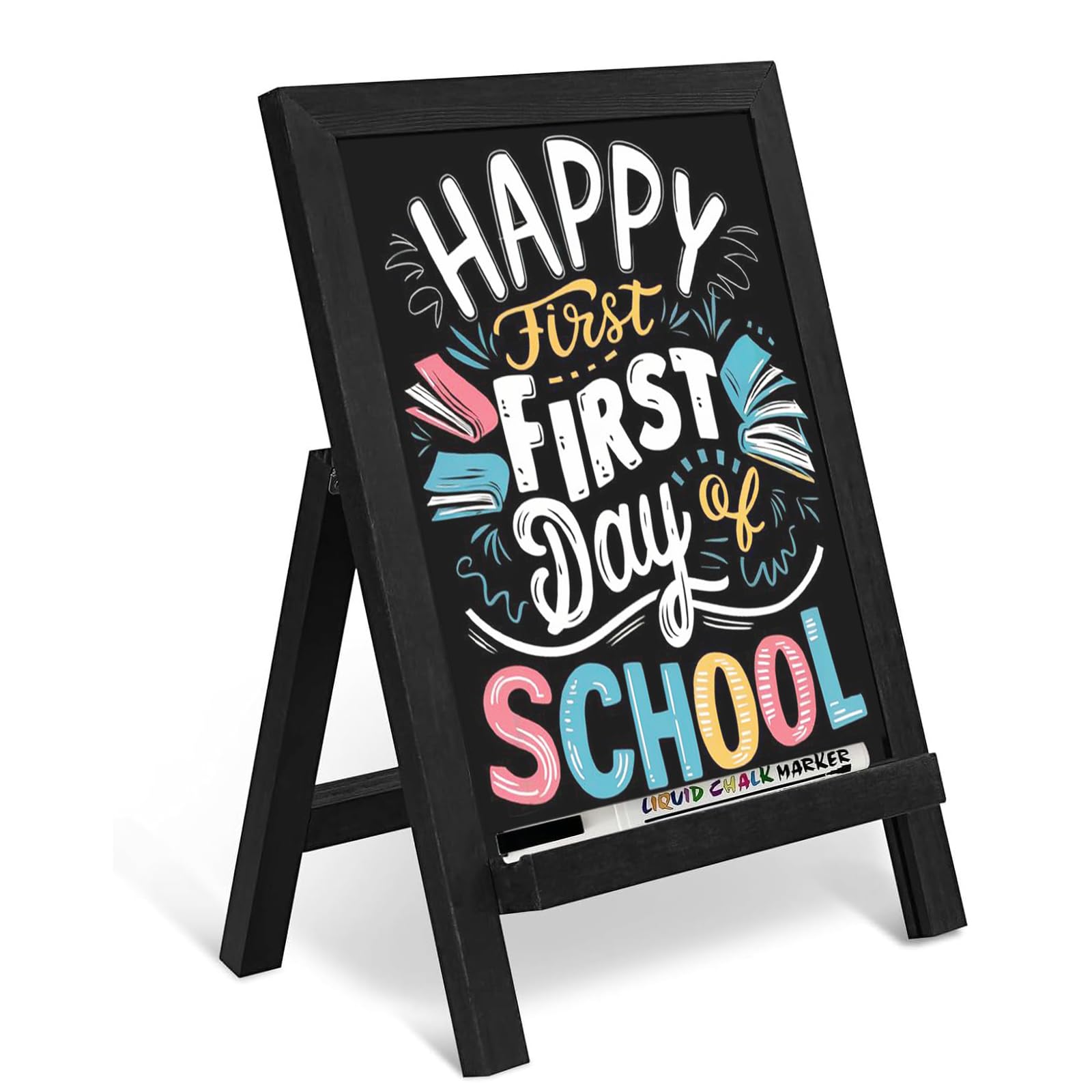 Photo 1 of 4 THOUGHT Small Tabletop Chalkboard Signs, 9.5" x 14" Magnetic Mini Chalk Board with Stand for Food Wooden Frame Easel Countertop Menu Board for Kitchen Cafe Home School, Black